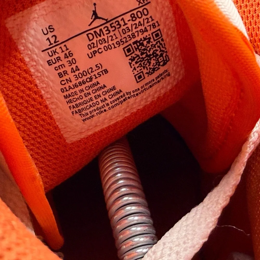Size 12 Air Jordan 1 SE Mid Electro Orange White Mens Athletic Shoes‎ DM3531-800